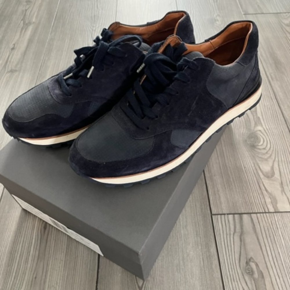 John Varvatos LES Light Trainer Sneakers, Blue Leather, Men, Size 9.5